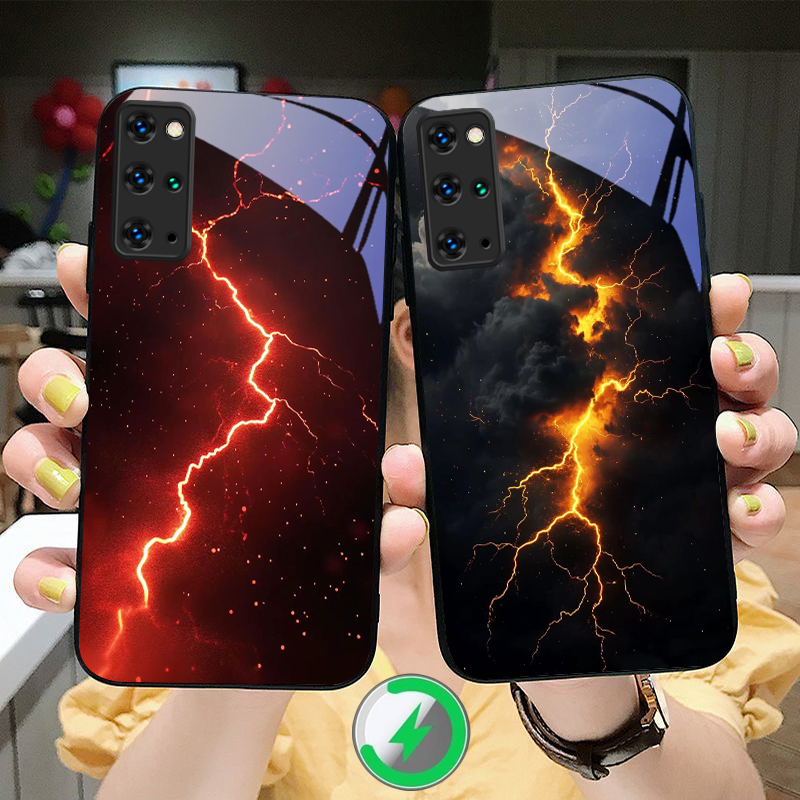 Phone Accessories Red - Funda de vidrio Mysterious Red Lightning