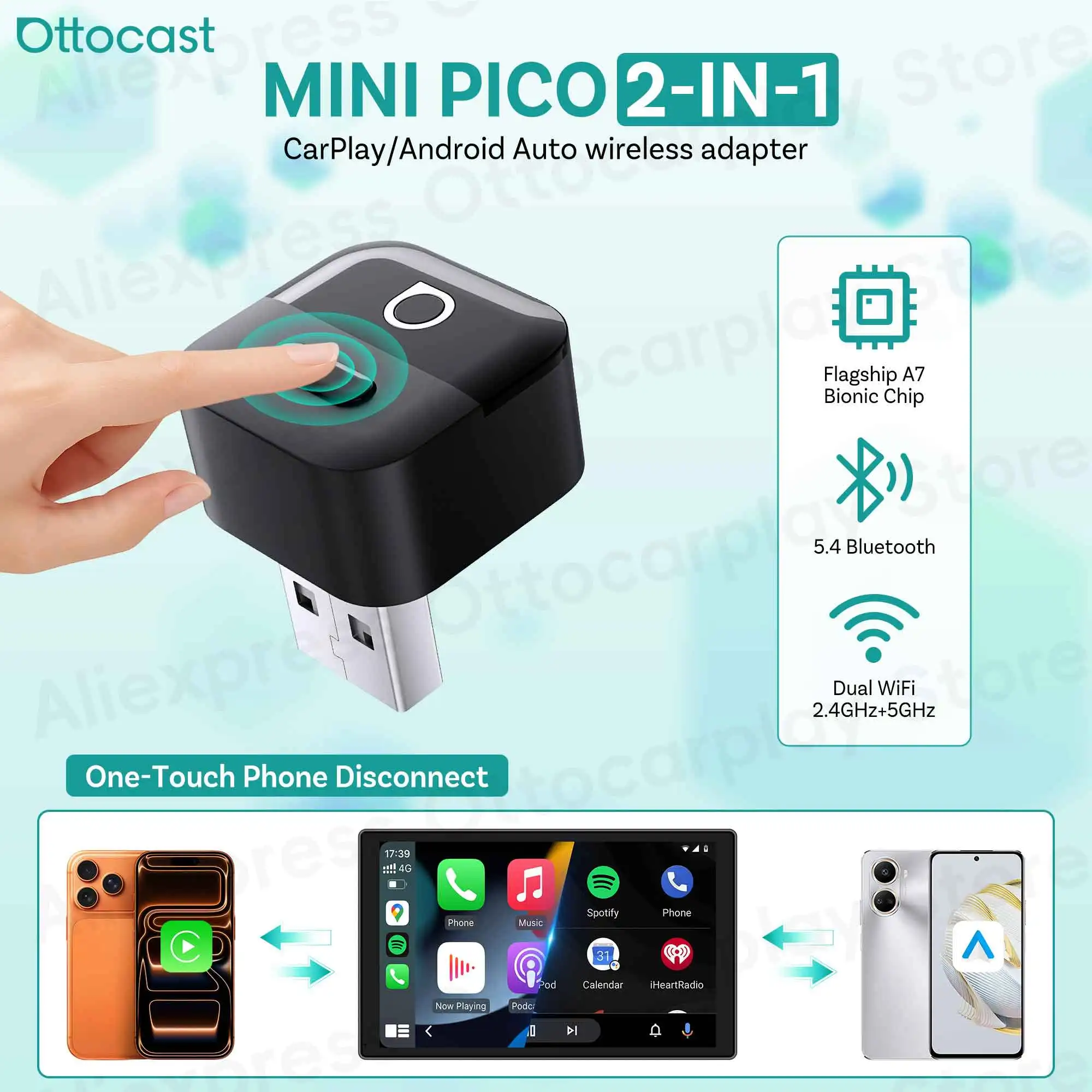 Phone Accessories Android - Adaptador Inalámbrico OTTOCAST Mini Pico 2026