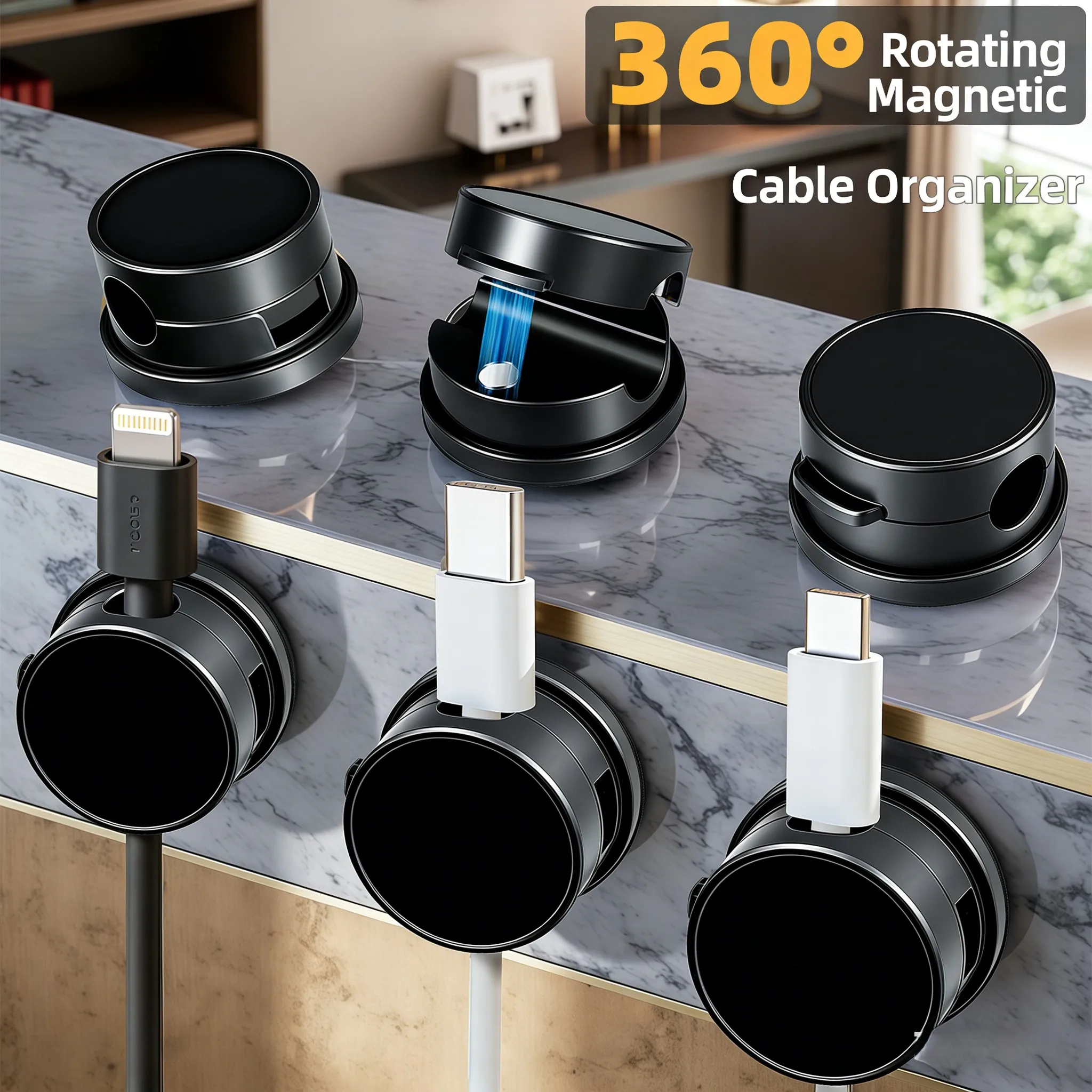 6PCS 360 °   Clips Magnéticos  - Cable Organizer Magnetic reseña y precio